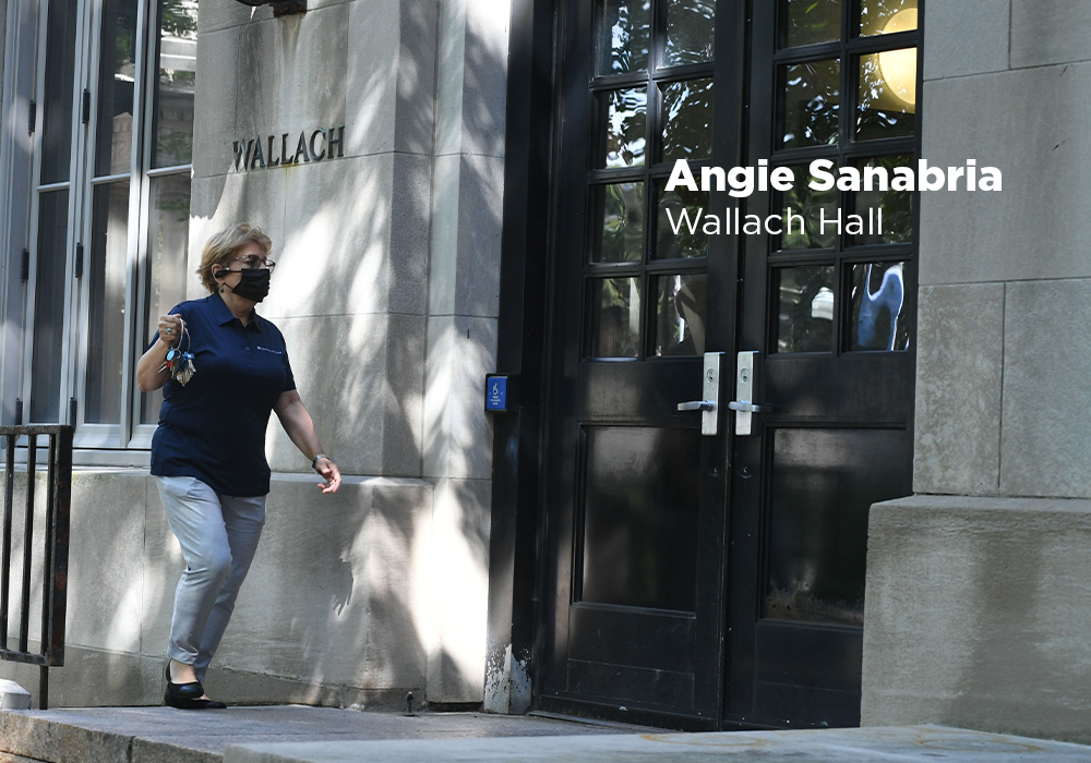 Throughout the pandemic, routine operations had to be maintained. Fire systems, health and safety inspections, and routine maintenance all continued to take place. Angie Sanabria heads into Wallach to conduct a room check.