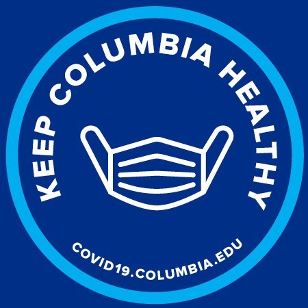 A sticker that says Keep Columbia Healthy with an illustrated face mask on it.