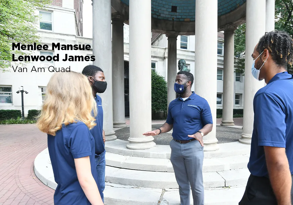 A small professional staff, the Columbia Housing team relies on student employees and interns to support operational tasks. Menlee Mansue and Lenwood James conducted orientations and daily briefings for student staff working with the team. Student staff help with room checks, maintenance reports, and other operational tasks to help maintain the business of running the residence halls. 